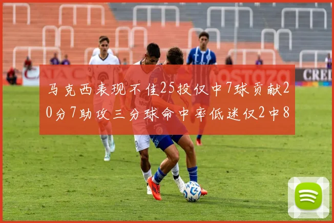 马克西表现不佳25投仅中7球贡献20分7助攻三分球命中率低迷仅2中8